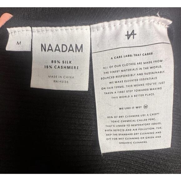 Naadam Cashmere Silk Black Sweater Dress Longline Cardigan Womens M Pockets Luce - Picture 6 of 16